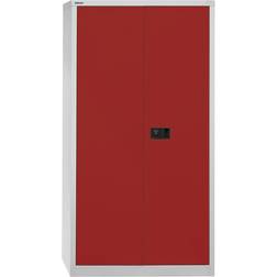 Bisley UNIVERSAL double door cupboard, HxWxD 1806 x 914 x 400 mm, 3 shelves, 4 heights, light grey cardinal red