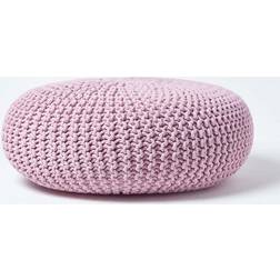 Homescapes Pastel Pink Large Knitted Footstool Pouffe