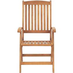 Beliani Set of 6 Garden Chairs with Cushions Acacia Wood Off-White
