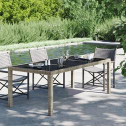 vidaXL Mesa Jardín Vidrio Templado Ratán Sintético Gris 190x90x75 cm