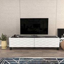 Black Marble Effect/White TV Bench