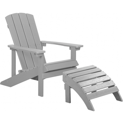 Beliani Sedia Da Giardino Con Poggiapiedi Grigio Chiaro Adirondack