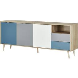 Bas Décor Chene Sonoma Style Scandinave 3 Portes CUBA L 180 cm Buffet