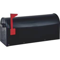 Rottner American USA Stylish Black Steel Mailbox Red Flag