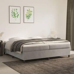 vidaXL Cama Box Spring Con Colchón Terciopelo Gris Claro 200x200 cm