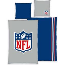 Herding NFL Renforce Wendebettwøsche NFL Shield Logo 135 cm x 200 cm Grau-Navy