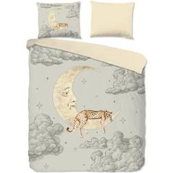 Good Morning Baumwoll-Bettwäsche 135 x 200 Boaz Wende Mond Wolken Leopard grau 53.1x78.7"