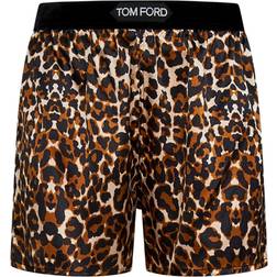 Tom Ford Bedruckte Shorts aus einem Seidengemisch Braun