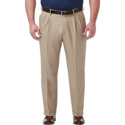 Haggar Premium Comfort Classic Fit Pleat Front Pant Reg - Khaki
