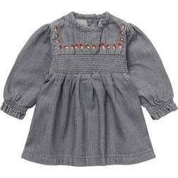 Noppies Baby Baby flicka klänning Loa barnklänning, grå denim-P328