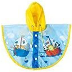 Heless 2172 2172 Regnkappa för dockor i design segelvänner, vattentät, storlek 35–45 cm, ljusblå, gul