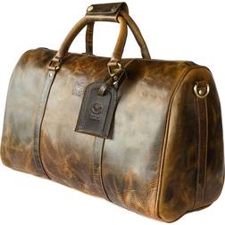 Rustic Town Leather Travel Duffel Bag - Holdall Airplane Underseat Carry On Luggage