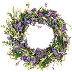 Vickerman 24 Everyday Artificial Purple Lilac Wild Flower Wreath