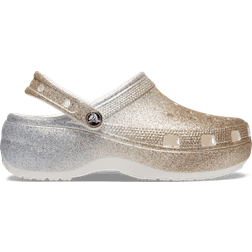 Crocs Classic Platform Glitter Clog - White/Gold