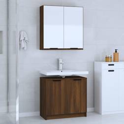 vidaXL Mobili da Bagno 2 pz Rovere Marrone In Legno Multistrato