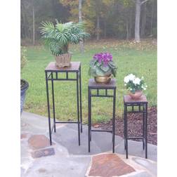 4D Concepts 3 Piece Slate Square Plant Stands