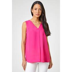 Roman V-Neck Sleeveless Vest Pleat Top