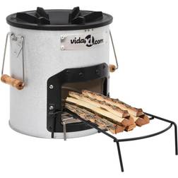 vidaXL Camping Wood Stove Silver 45x25x26 cm Steel