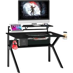 Neo 3 Tier Black Gaming Computer Office Desk - Black