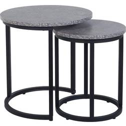 Beliani Industrial Modern Set 2 Frame Concrete Effect Dixie Nesting Table