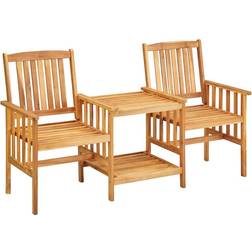 vidaXL Patio Chairs with Tea 62.6"x24"x36.2" Bistro Set