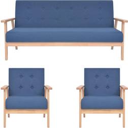 vidaXL 3-tlg Sofagarnitur Stoff Blau Lounge-Set