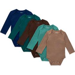 Hanes Flexy Baby Knit 4-Way Stretch Long Sleeve Bodysuits 5-Pack - Dark Neutrals