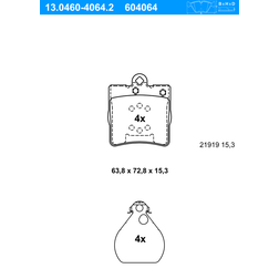 ATE Jeu de Plaquettes de Frein À Disque 13.0460-4064.2