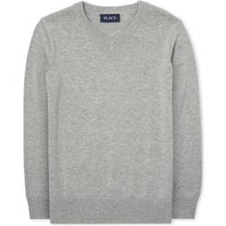 The Children's Place Boys' Uniform V-Neck Sweater, Smokeb10