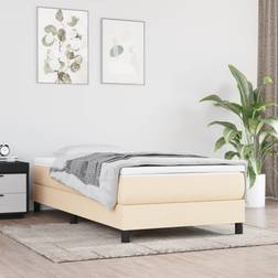 vidaXL Springmadras Med Pocketfjedre 90x200x20 cm Stof Cremefarvet Boxmadras