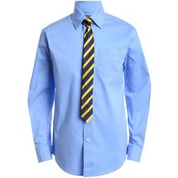 Izod Boys' Big Long Sleeve Button-Down Collared Dress Shirt with Tie and Chest
