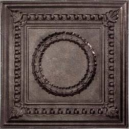 Fasade Rosette Decorative Vinyl 2ft x 2ft Lay in Ceiling Panel in Smoked Pewter 5 Pack