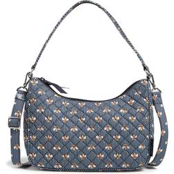 Vera Bradley Frannie Crescent Crossbody Purse Bees Navy-Recycled Cotton