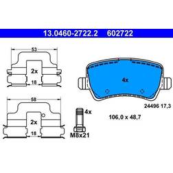 ATE 13.0460-2722.2 Juego De Pastillas De Freno Volvo S60 II XC70 II Range Rover Evoque Freelander 2 SUV