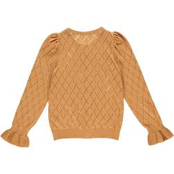 Müsli Cotton Stickad Frill Cardigan Tröja För Flickor Kanel - Green