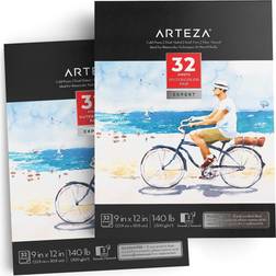 Arteza Watercolor Mixed Media Pad Heavyweight Cold-Pressed Paper 9 x12 32 Sheets 2 Pack