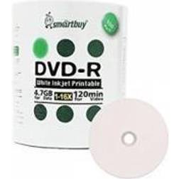 100 Pack Smartbuy 16X DVD-R 4.7GB 120Min White Inkjet Hub Printable Data Blank Media Recordable Disc