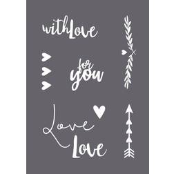Rayher Siebdruckschablone with Love grau