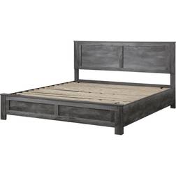 Benjara Rustic Queen Panel Bed, Oak