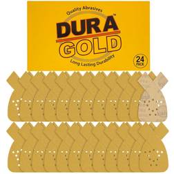 Dura-Gold 80 Grit 12-Hole Hook & Loop Sanding Sheets for Mouse Sanders Box of 24 Sandpaper Sheets