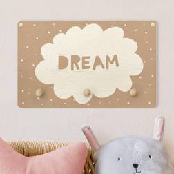 Porte-manteau Enfant Texte Dream Avec Nuages Natural