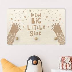 Porte-manteau Enfant Texte Dream Big Little Star Avec Fleurs Naturelles