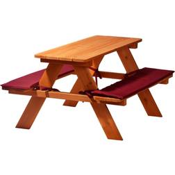 Dobar 94353FSC Picknicktisch Sitzbank Massiv-Holz Sitzauflagen