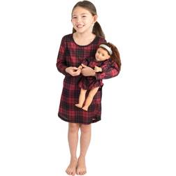 Leveret Girls Girl And Doll Plaid Nightgown Black