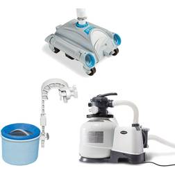 Intex Pool Sand Pump w/ Pool Vacuum and Wall Mount Surface Skimmer