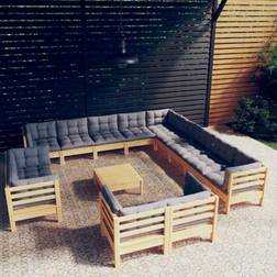 vidaXL Garden Grey Cushions Outdoor Lounge Set