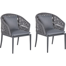 Beliani 2 Chaises Fauteuils de Jardin en Aluminum Gris Dossiers en Corde