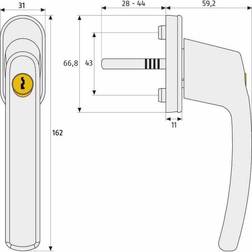 ABUS Fenstergriff Abschliessbar FG200W 28-44 mm 44259-9