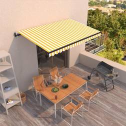 vidaXL Toldo Retráctil Automático Amarillo Y Blanco 450x300 cm