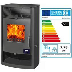 Kamin Ofen Kaminofen Anthrazit 130mm Rauchrohr 7,78 KW BimSchV 1-2 EEK A Denice